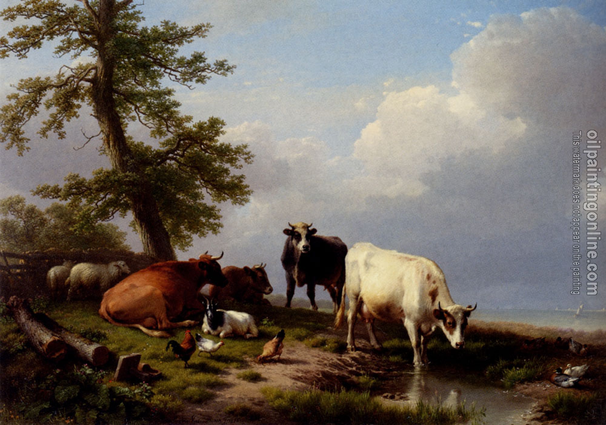 Verboeckhoven, Eugene Joseph - Animals Grazing Near The Sea